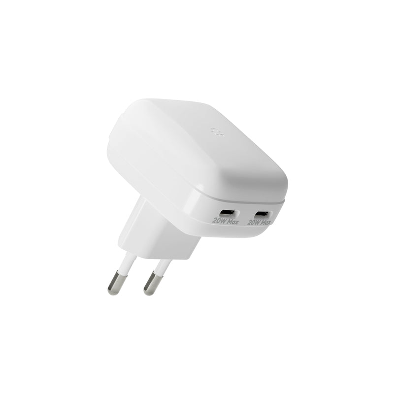 DBRAMANTE1928 Re-charge Pro Power Adapter Flat 20 Watts 3A 2 Connectors Output (usb-c) White Europa