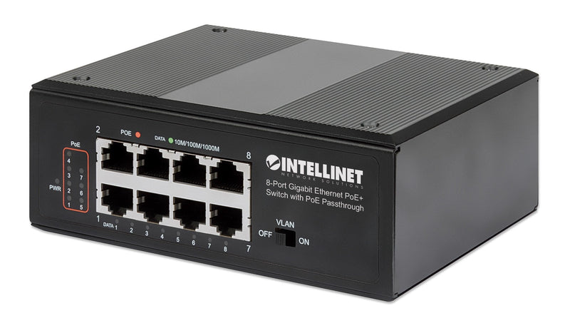 Intellinet 8-PORT PoE + Gigabit Switch With PoE-passthrough