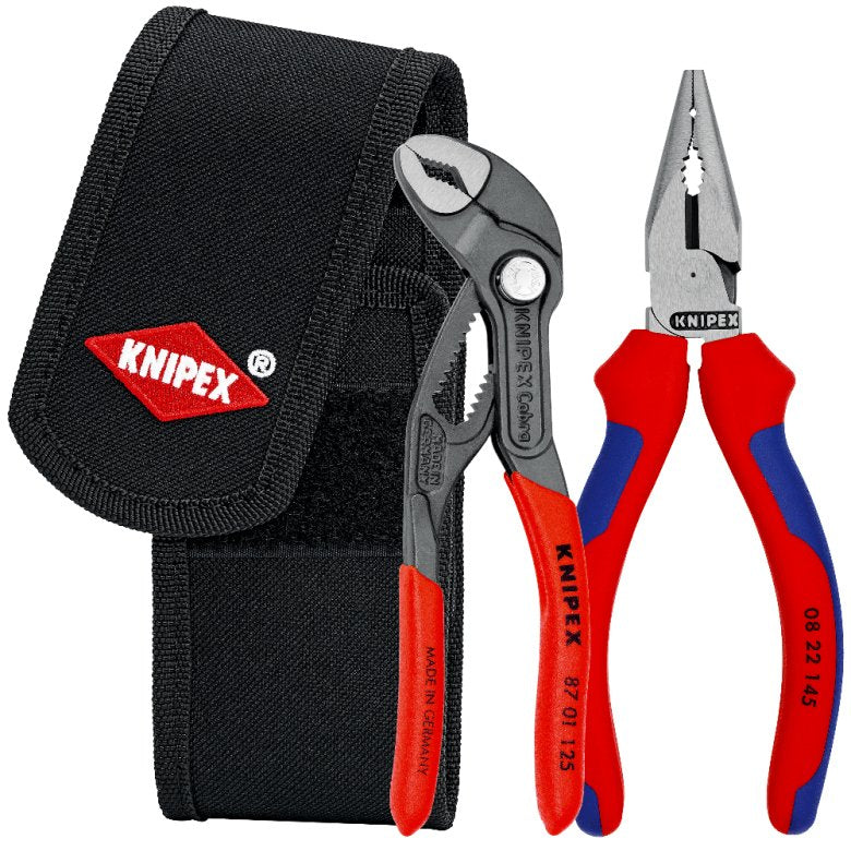 Knipex Set de Mini Pliers, Bolsa Cinturón, Set de Pliers Rojo/Negro 2 Piezas 00 20 72 V06