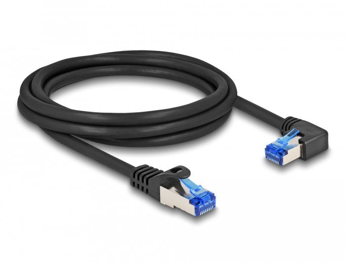 Delock Network Cable RJ45 CAT.6A S/FTP Gerade / Rechts Angular 3M Black
