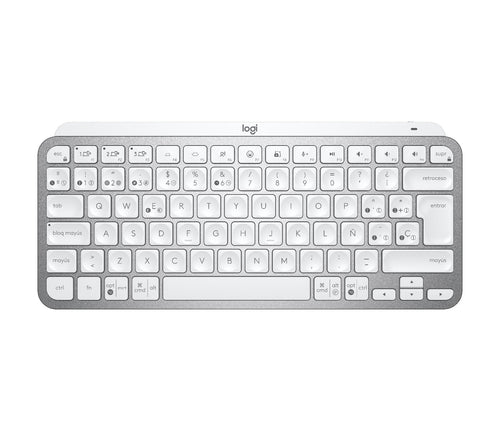 Logitech Keyboard Spanish Mx Keys Mini RF Wireless + Bluetooth QWERTY Grey — image 1