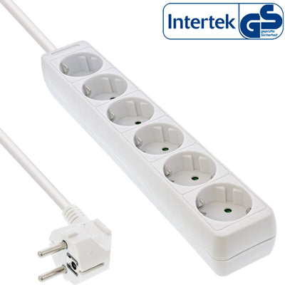 Inline Power Strip 6 Sockets 6X Type F With Security Children White 3M — image 1