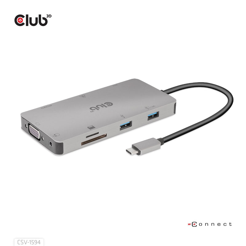 CLUB3D USB-9-IN1-HUB USB-C HDMI/VGA/2x USB/USB-C/RJ45/SD Retail