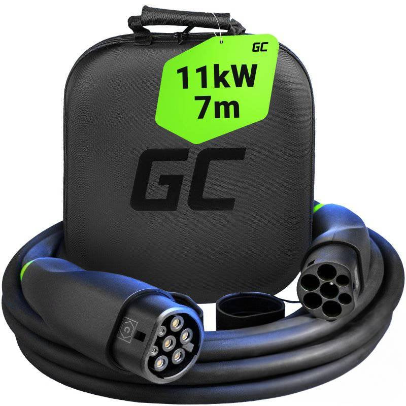 Green Cell EVKABGC04 Snap Cable Type 2 Charging Ev 11KW 7M Tesla Model 3 S X And, Kia EV6, Vw ID.4, ID.5, Bmw