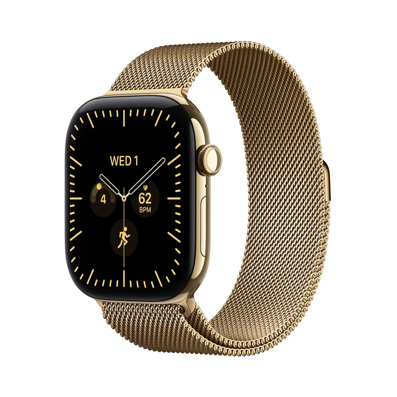 Apple Watch Series 12 (2026) GPS + Cel 42MM Box Of Titanio Oro Glossy Strap Milanese Loop Oro Glossy Siri Ai