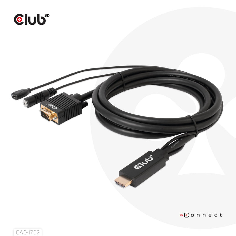 Cable CLUB3D Socket HDMI + Micro USB VGA + 3.5MM 2M Male/Female Minorista