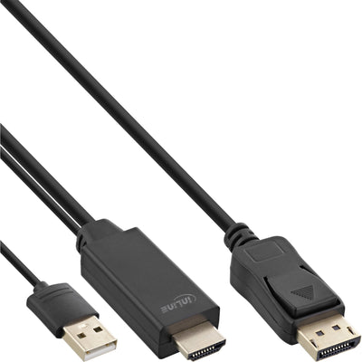 Inline Cable HDMI a DisplayPort, 4K, Black/Gold 1,5M — image 1