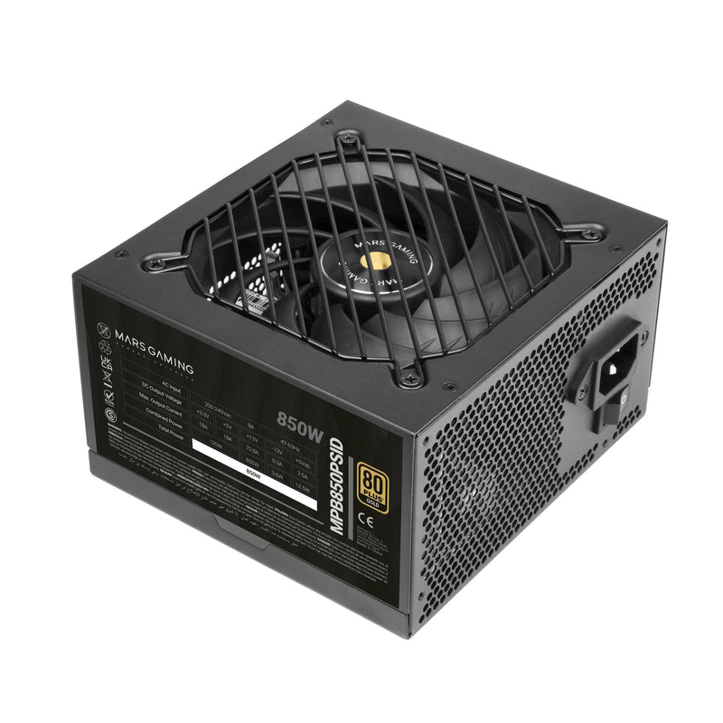 Mars Gaming Power Supply 850W MPB850PSID ATX3.1 80 + Gold Pfc Activo PCIE5.1 12V-2X6 Dc-dc Digital Smd Black