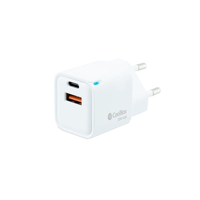 Coolbox Charger Wall/Travel 3.0 GaN USB-C/Pd + USB-A 20W White Máximo 20W/ 1x USB-C. 1x USB-A/ Quickcharge 3.0 — image 1