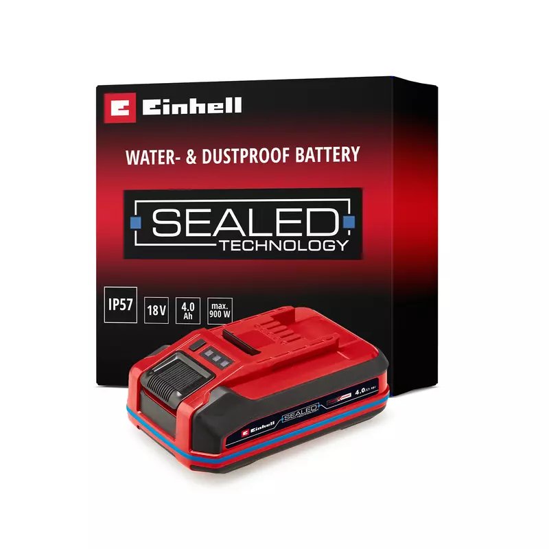 Einhell Battery Power-x-change Plus 18V 4.0AH Sellada Red/Black IP57, Resistant Water Protection Contra Cortoc