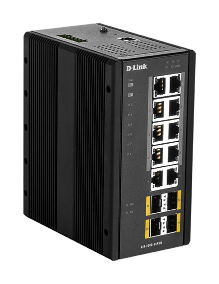 D-link Switch Gigabit Ethernet Industrial Gestionable, 14 Ports L2, 10 X 10/100/1000BASET(X) Ports (8 PoE) + 4
