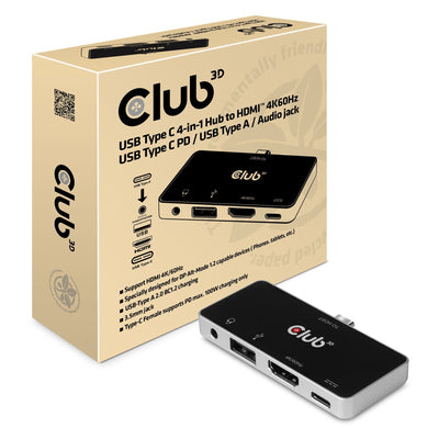 CLUB3D USB-4-IN1-HUB USB 3.1 Typ C HDMI/USB/USB-C/Audio Retail — image 1