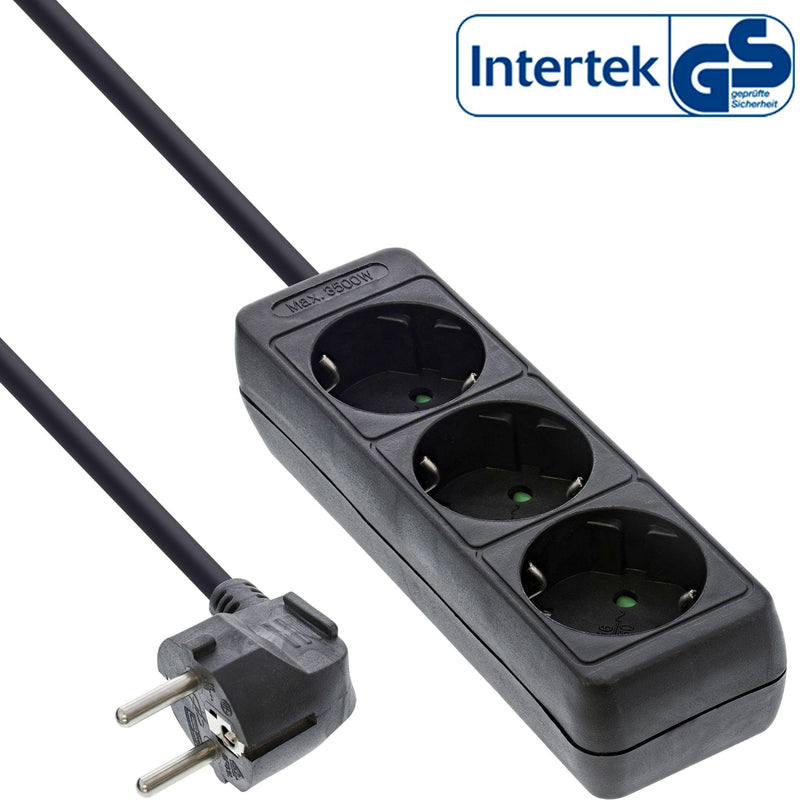 Inline Power Strip 3 Sockets Type F Black 5M