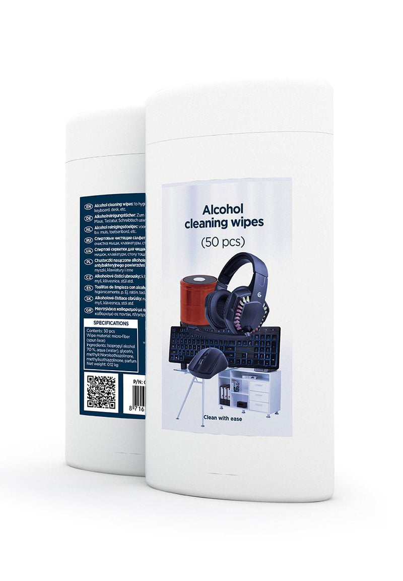 Gembird CK-AWW50-01 Toallitas Limpiadoras Alcohol 50 Unids Micro-fibra