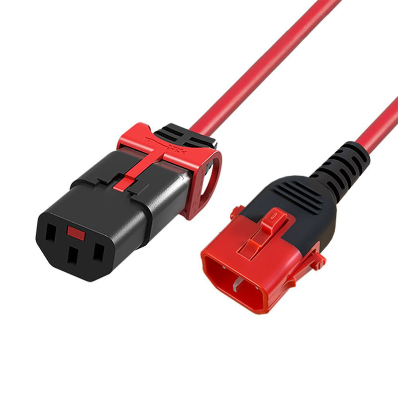 Powercord C13 IEC Lock + - C14 IEC Lock Dual Locking Red 1.5M, PC3614