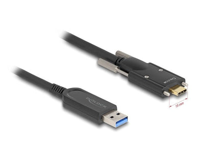 Delock 83208 Cable Óptico Activo USB 10Gbps-a Male USB Type-c™ Male With Screws Laterales 15M — image 1