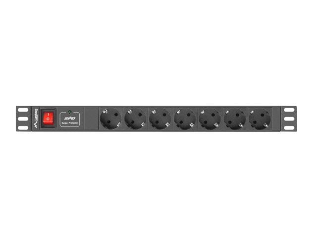 Lanberg PDU-07F-0200-IEC-BK Unit Distribución Energía (pdu) 1U Black 7 Salidas AC