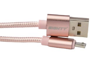 Eightt USB Cable a Micro-usb Metal Plex. 1M Pink