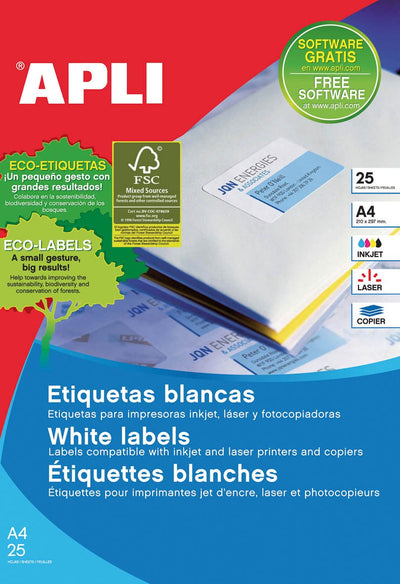 Apli Labels Blancas Permanentes 38 X 21.2MM 25 Hojas — image 1