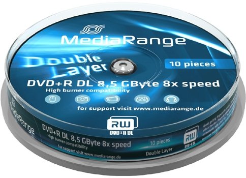 Mediarange MR466 Dvd White 8,5GB Dvd + R Dl 10 Pieces