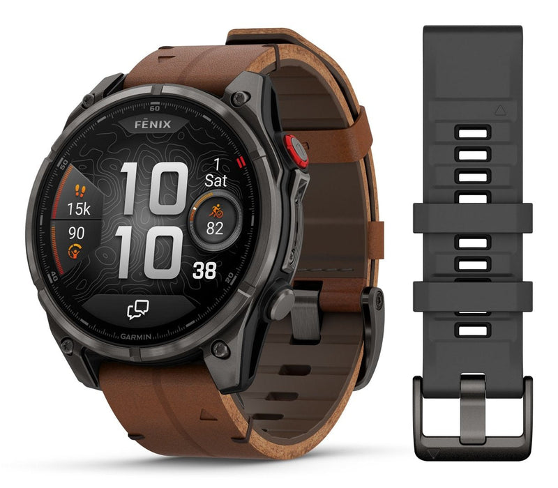 Garmin Watch Smartwatch Fenix 8 Pro LTE 47MM Zafiro Amoled Strap Leather - Titanio Negro