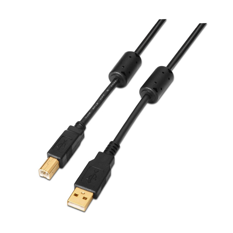 Aisens USB Cable 2.0 Printer With Ferrita - Type a Male a Type B Male - 5M - Black