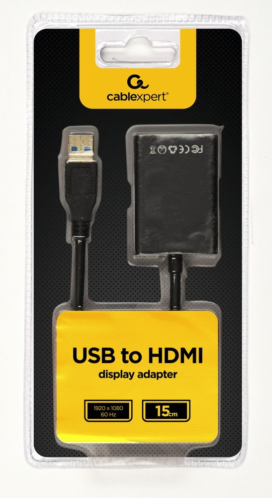 Gembird Adapter USB 3.0-HDMI 0.15M Black