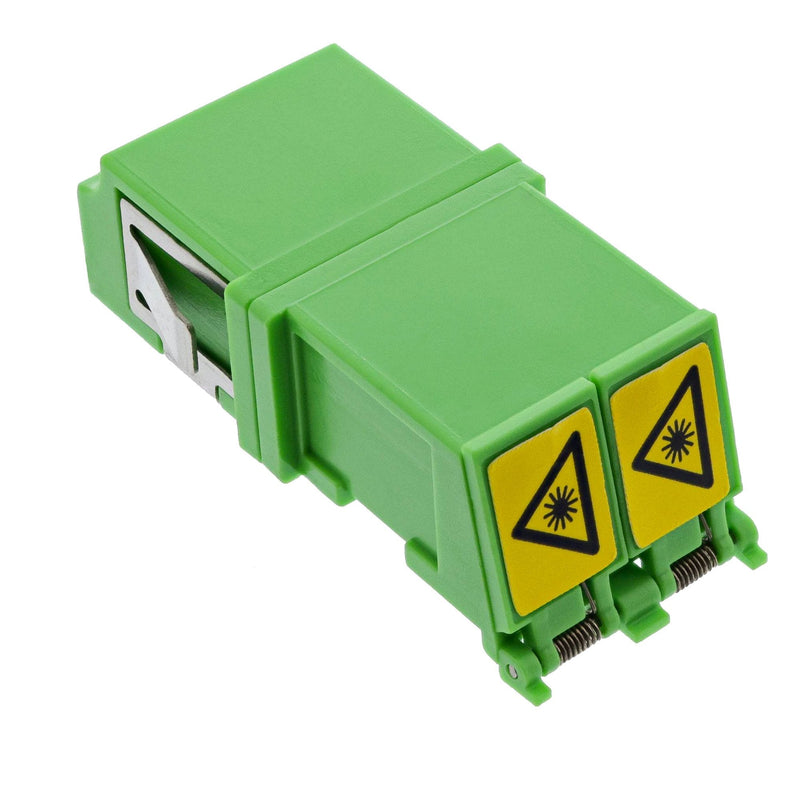 Inline® Fiber Optical Adapter Duplex Lc/Lc Sm Ceramic Sleeve Green Ext. Shutter
