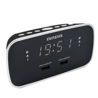 Aiwa Watch Despertador With Radio CRU-19 Black 2 Ports USB Charging 5V 2.4A — image 1