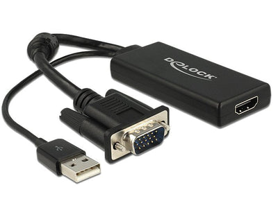 Delock Adapter VGA + Audio a HDMI With Cable Black — image 1