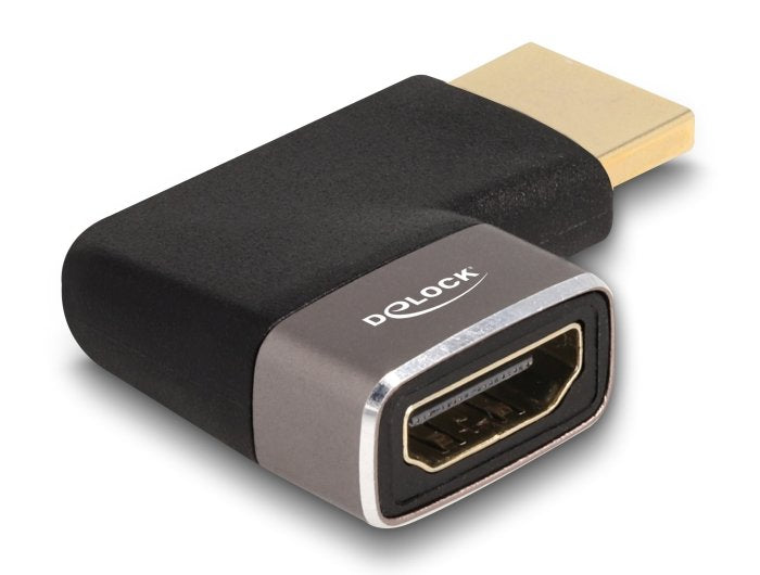 Delock HDMI Adapter Male a Female 90° Links Angular 8K 60 HZ Grey Metall