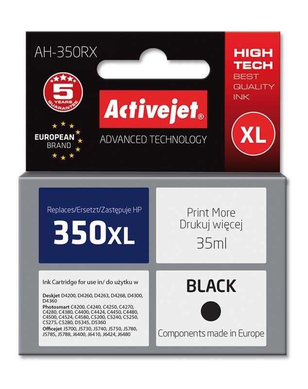 Activejet Ink Ah-350RX (reemplazo HP 350XL CB336EE - Premium - 35ML - Black