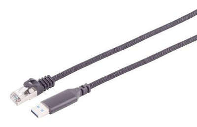 S-impuls USB-A LAN Cable Adapter 1G, RJ45, Alu, Black 3M — image 1