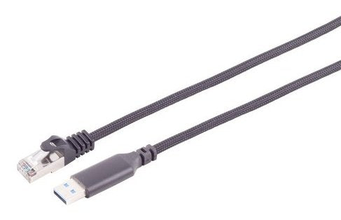 S-impuls USB-A LAN Cable Adapter 1G, RJ45, Alu, Black 3M