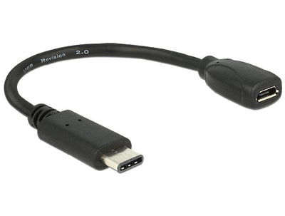 Delock Adapter USB Cable Type-c 2.0 Male USB 2.0 Type Micro-b Female 15CM Black — image 1