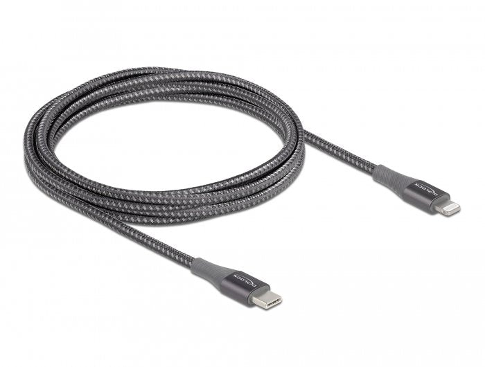 Delock 86632 Cable Datos And Charging USB Type-c™ a Lightning™ Iphone™, Ipad™ And Ipod™ Grey 2M Mfi