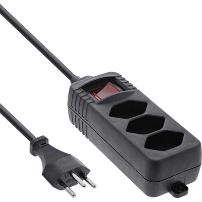 Inline Power Strip Plugs Suiza, 3VÍAS, With Switch 1,5M, Black — image 1