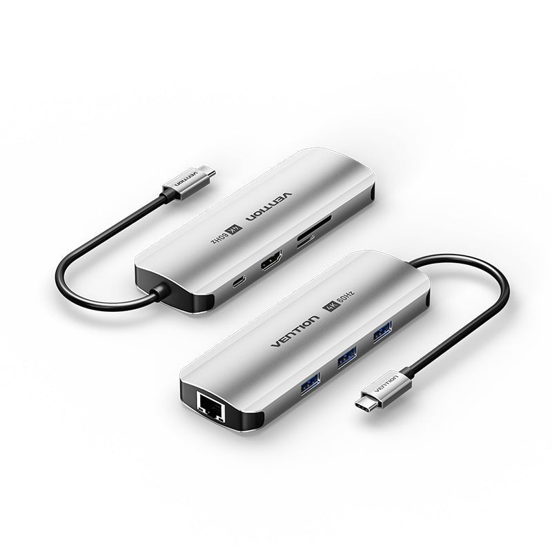 Vention Docking USB Type-c Tqkhb 1x HDMI 4K 3x USB 1x USB Type-c Pd 1x RJ45 1XLECTOR Cards Grey