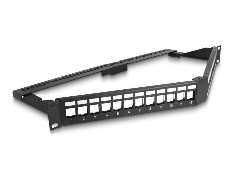 Delock 19 Keystone Patchpanel 24 Port With Entlastungsschiene 1 He Gewinkelt Black