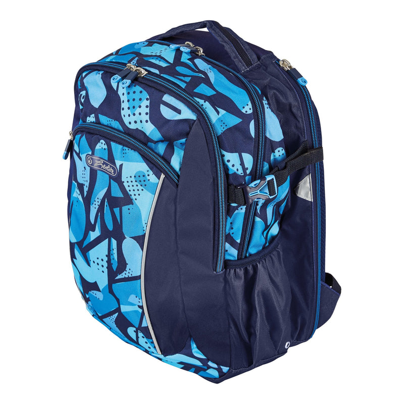 Herlitz Ultimate Camoblue Backpack School Blue Marina Poliéster