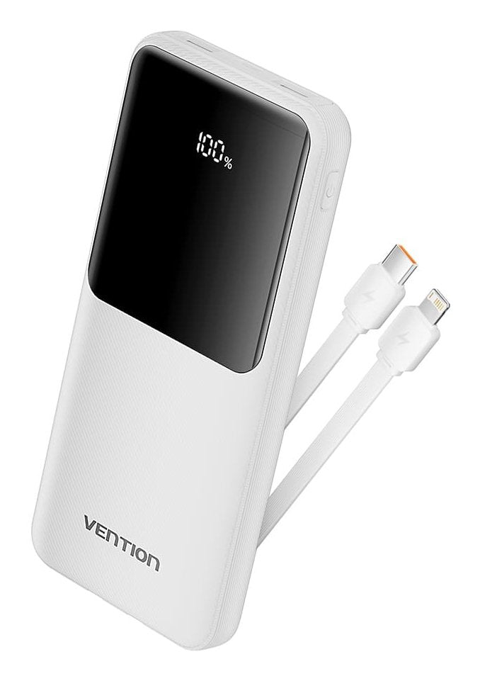 Vention Powerbank 10000MAH FHOW0 22.5W White Includes USB Cable Type-c And Lightning