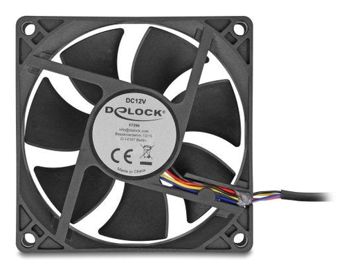 Delock Fan Axial 12V Dc, 80 X 80 X 25MM Black — image 1