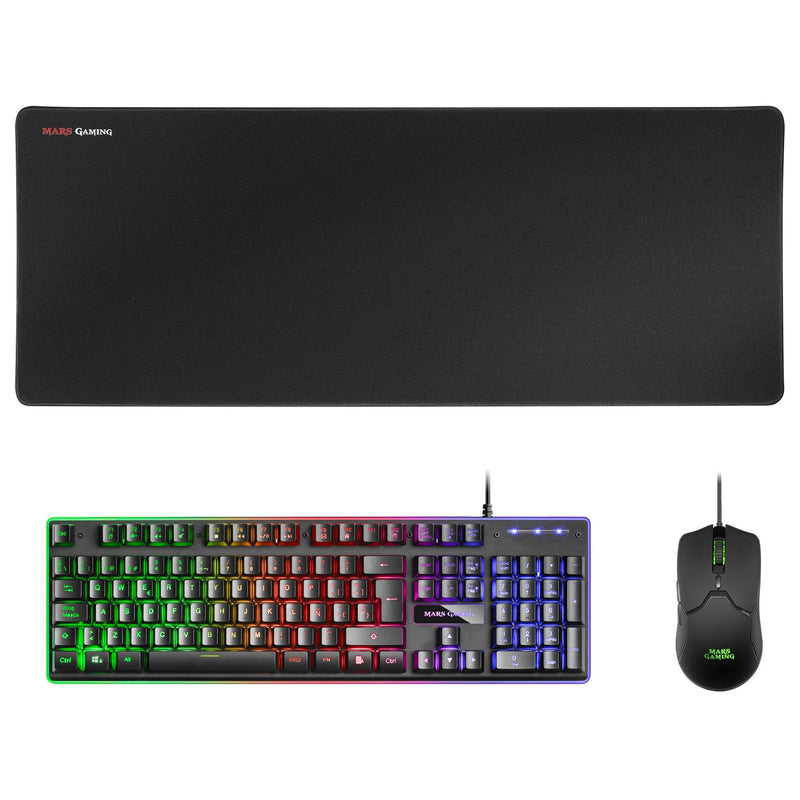 Mars Gaming Pack Gaming Mcpx Keyboard H-mech + Mouse Óptico + Mouse Pad Black