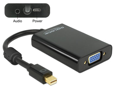 Delock 65598 Adapter Mini DisplayPort 1.1 Male VGA Female + Audio + Power Black — image 1