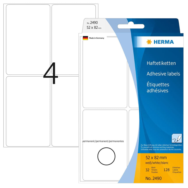 Herma Labels Multiusos Paper White 52X82 Mm Matte 128 Pieces