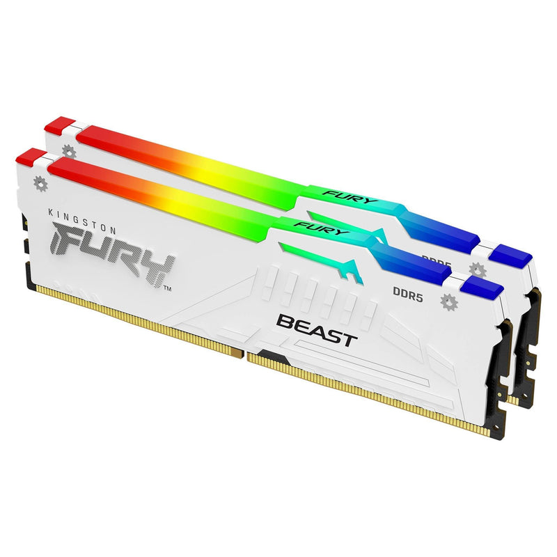 Kingston Fury Memory 32GB DDR5 6000 2X 16GB Kit Dual, White KF560C36BWE2AK2-32, Fury Beast Rgb, Intel Xmp KF56