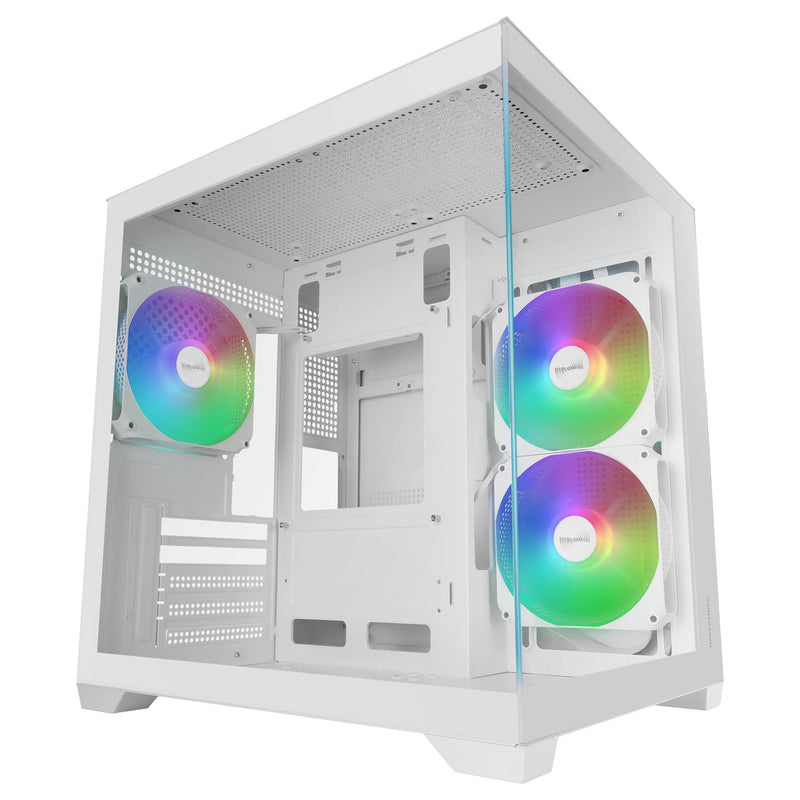 Mars Gaming PC Case microATX MC-VIEW3W GPU Max. 330MM Glass Tempered Panoramico ARGB USB-C White
