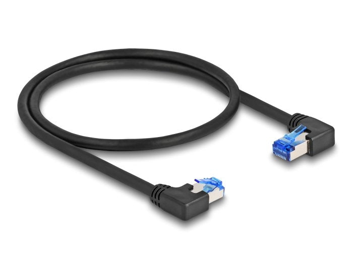 Delock RJ45 Network Cable CAT.6A S/FTP Rechts / Links Angular 0,5M Negro