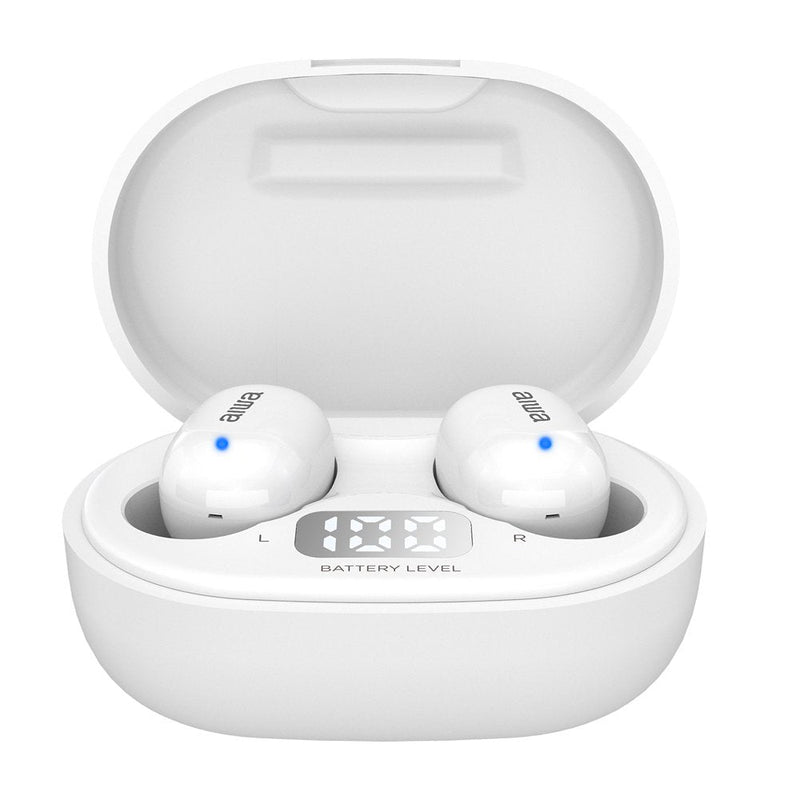 Aiwa Headphones Micro EBTW-150WT White Bluetooth/Touchscreen/Case Charging/Screen LED/2XMIC EBTW-150WT
