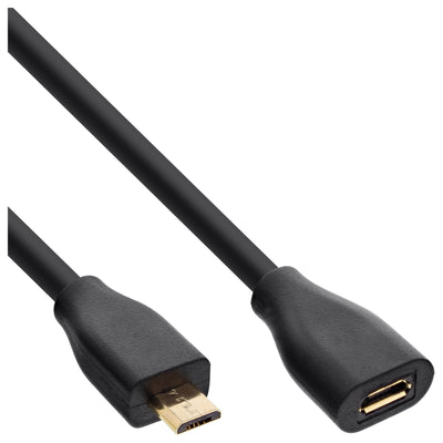 Inline Cable Extensión Micro-usb, USB 2.0 Micro-b M/H, Black/Gold 2M — image 1